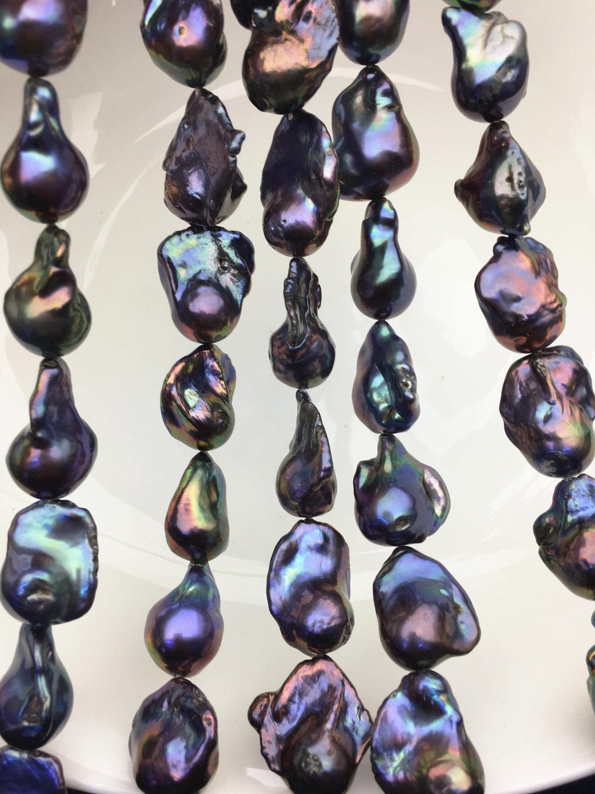 15.5'' AA+ 13-17mm Green Blue Black Rainbow flame ball pearl,FL15-2A-5-7