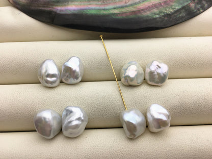 1 Pair AAA 10–11mm White Keshi Pearl Beads for Dangle Earrings | ZS-127-62-11