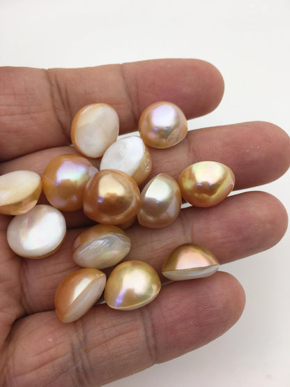 17pcs AAA 12-13mm Baroque Mabe Natural Orange Rainbow Freshwater Pearls,no hole,MB-T60