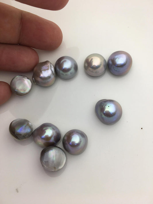 10pcs AAA 12-15mm Gray Baroque Mabe Natural Rainbow Freshwater Pearls,no hole,MB-T5