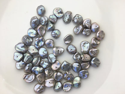25pcs AA+ 9-10mm Gray Keshi freshwater pearls,center drill,ZS-127-T4