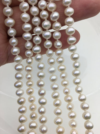 19'' AAA 5.5-6.5mm white potato freshwater Pearl necklace,NPN1-137