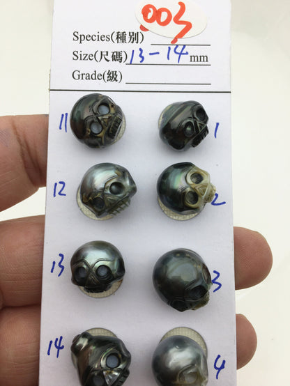 1pc 12-14mm Big Tahitian HandMade Carved Skull Sea Pearl Beads For necklace pendant earrings, Natural Color, Diy pearl, CAC-SKU-015-1