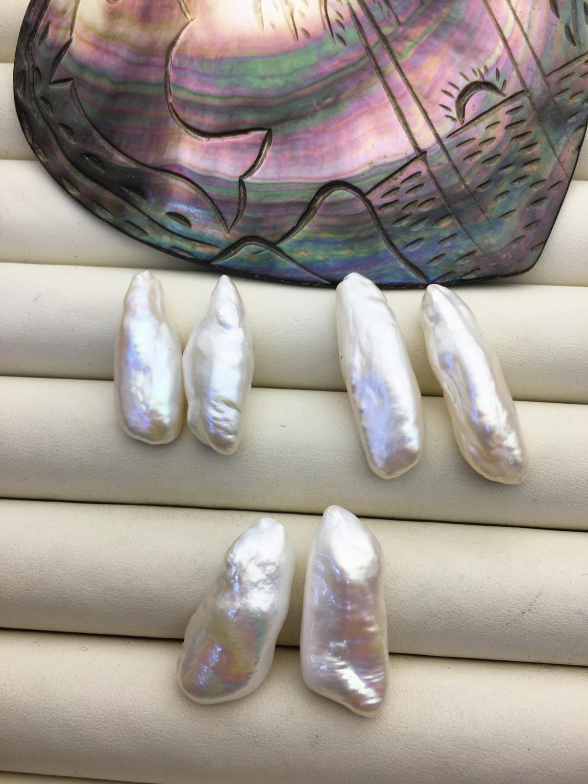 2 pairs AA+ 10-13mm Big Thick White Biwa keshi pearls Pairs, for make dangle earrings, baroque pearl, loose pearl beads, ZS-127-36-6