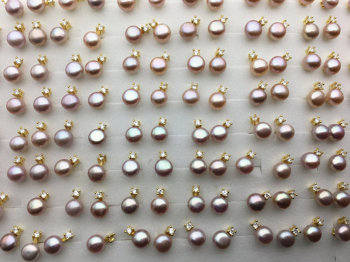 3 pairs White/Pink/Purple Set AAA button round pearl stud earrings, fashion pearl earrings, wedding pearl earrings, SE3-175-1