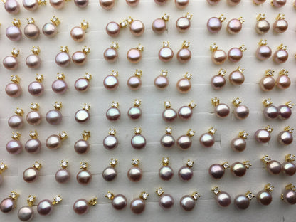 3 pairs White/Pink/Purple Set AAA button round pearl stud earrings, fashion pearl earrings, wedding pearl earrings, SE3-175-1