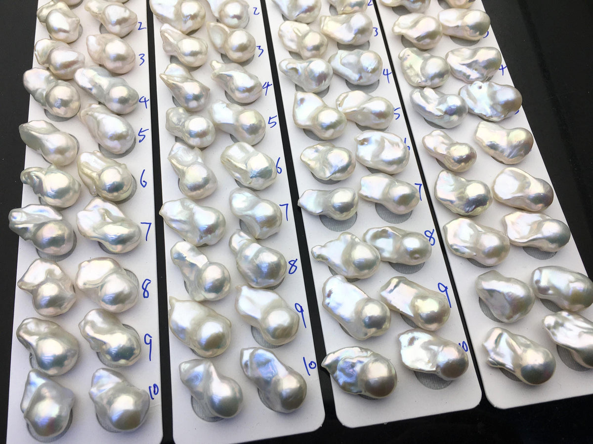 1 pair AAA 13-18x20-28mm White Flame ball Pearl Pairs-0.9mm top half hole-large Baroque freshwater pearl pairs, Fire Ball Pearl, FL15-3A-8-41