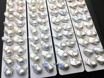 1 pair AAA 13-18x20-28mm White Flame ball Pearl Pairs-0.9mm top half hole-large Baroque freshwater pearl pairs, Fire Ball Pearl, FL15-3A-8-41