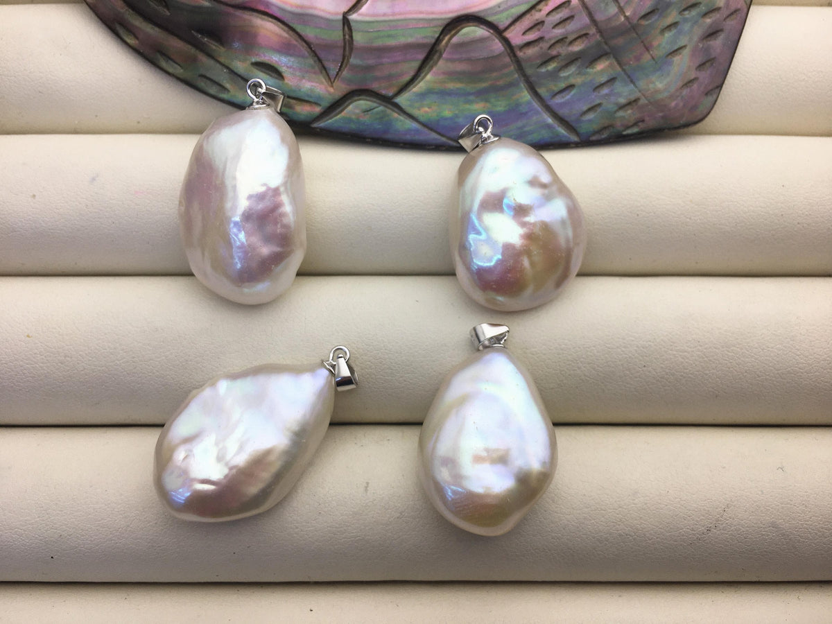 1pc AAA 16-17x19-21mm White Drop Coin Baroque pearl pendant,NC1-043