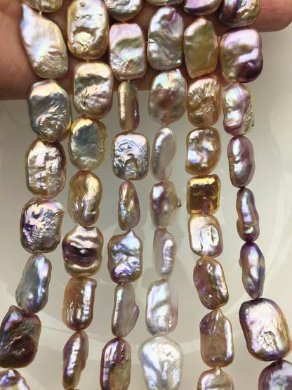 AA+ 15-18mm mix color thick rectangle freshwater pearls,diy bead,flat block pearl bead,ZS-103-31