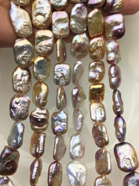 AA+ 15-18mm mix color thick rectangle freshwater pearls,diy bead,flat block pearl bead,ZS-103-31