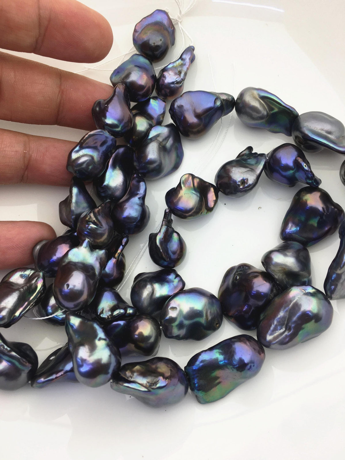 15.5'' AAA 13-18mm Black Rainbow flame ball pearl,FL15-3A-7-27
