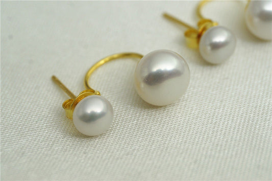 20% OFF, Two pearl stud earrings, White genuine freshwater real pearl earring, Pearl Stud Sterling, wedding pearl earrings, SE3-057
