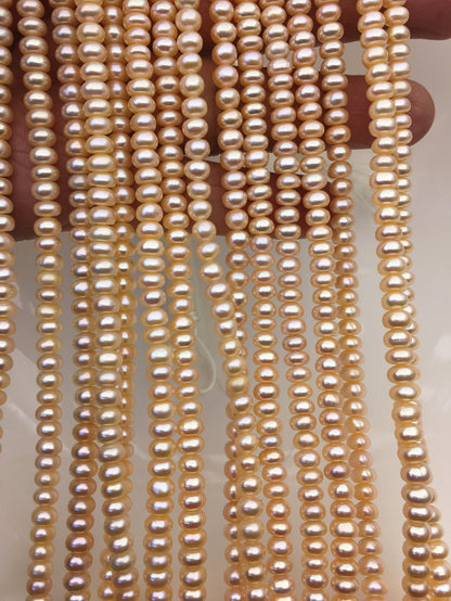 AAA 5-6mm pink button round freshwater pearls,Rondelle pearl Beads,white freshwater pearl,loose strands,SM5-T1