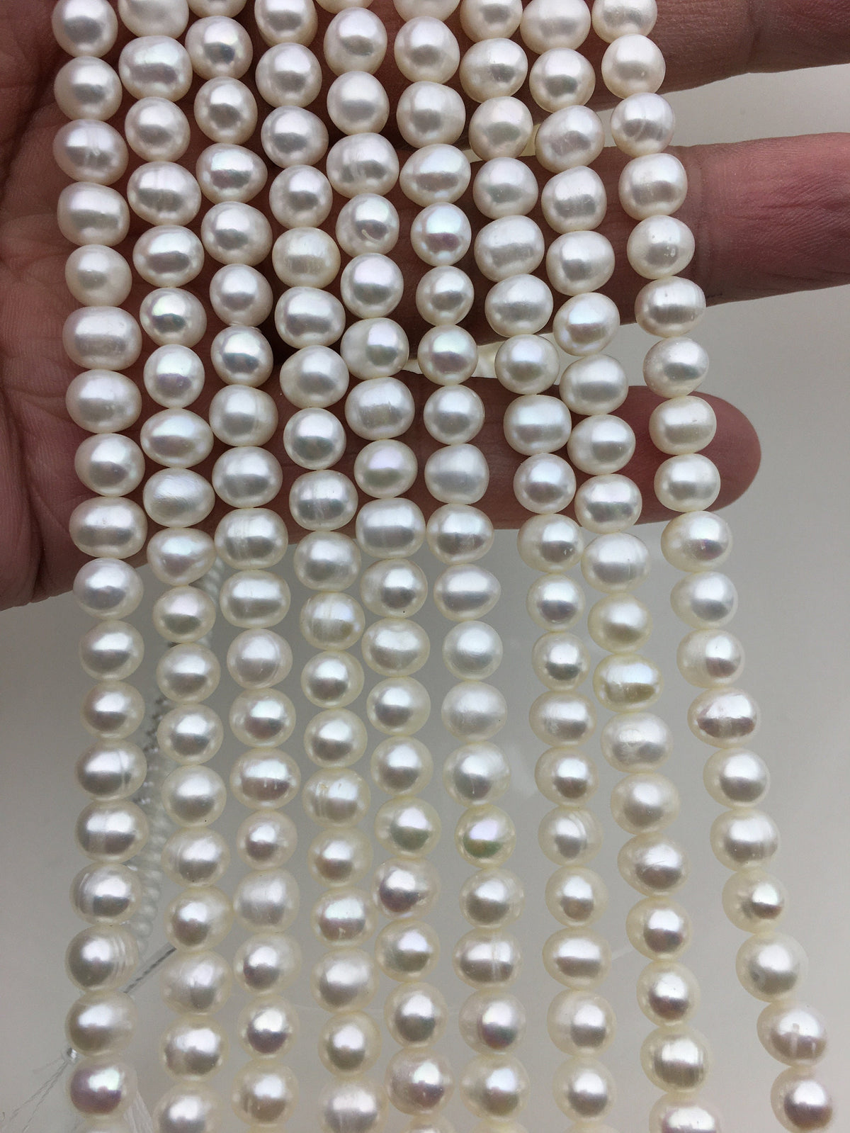 AA+ 6-6.5mm white potato freshwater pearl,white color real fresh water loose pearl string wholesale in bulk,CR6-2A-9