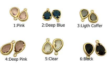 5pcs 7.5x11mm Heart Glass faceted pendant,Brass plated 14k gold,Polished Gold-Plated,ACC-GL-002