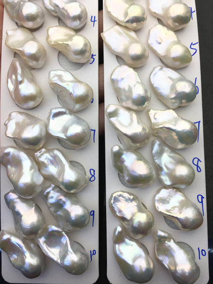 1 pair AAA 14-17x19-28mm White Flameball Pearl Pairs, 0.9mm top half hole, Baroque Cultured Freshwater Pearl, flameball pearls, FL15-3A-8-40