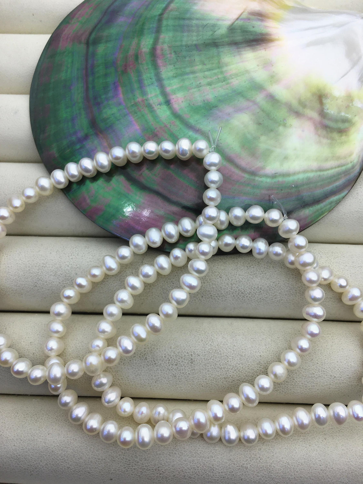 1pc AAA 7'' 4-5mm white potato Freshwater pearl Elastic string Bracelet,B8-009