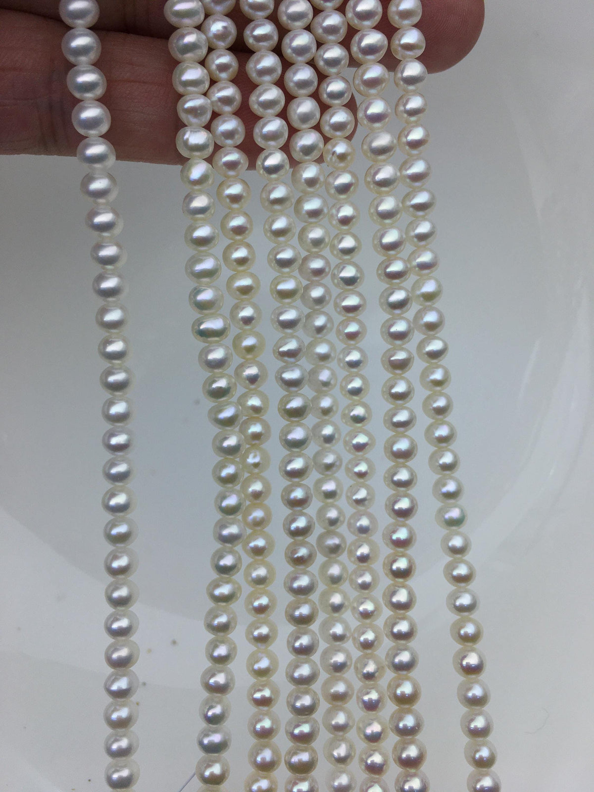 High Luster!AAA 4.5-5mm tiny white button round pearls, full strand, Rondelle pearl Beads, white freshwater pearl, loose strands, SM4-3A-44