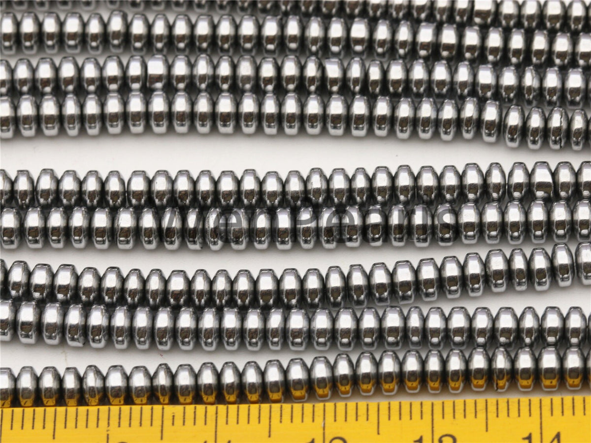 Hematite silver Gray,2mmx4mm Rondelle Beads,AAA, 190 beads,15.5 inches,G50-B24-001