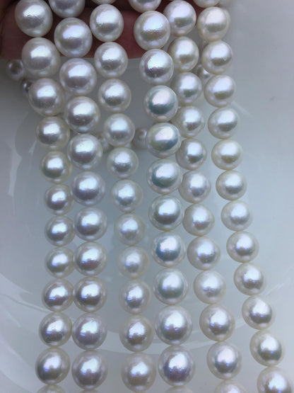 AA+ 11-13mm white round freshwater pearls, loose pearl beads, round pearl string, pearl necklace DIY jewelry material, RP12-2A-3
