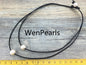 2 rows pearl necklace, Leather Necklace, 9-10mm round pearl, High Luster pearl, Pearl Leather Necklace, Black Leather Pearl necklace, Le1-047