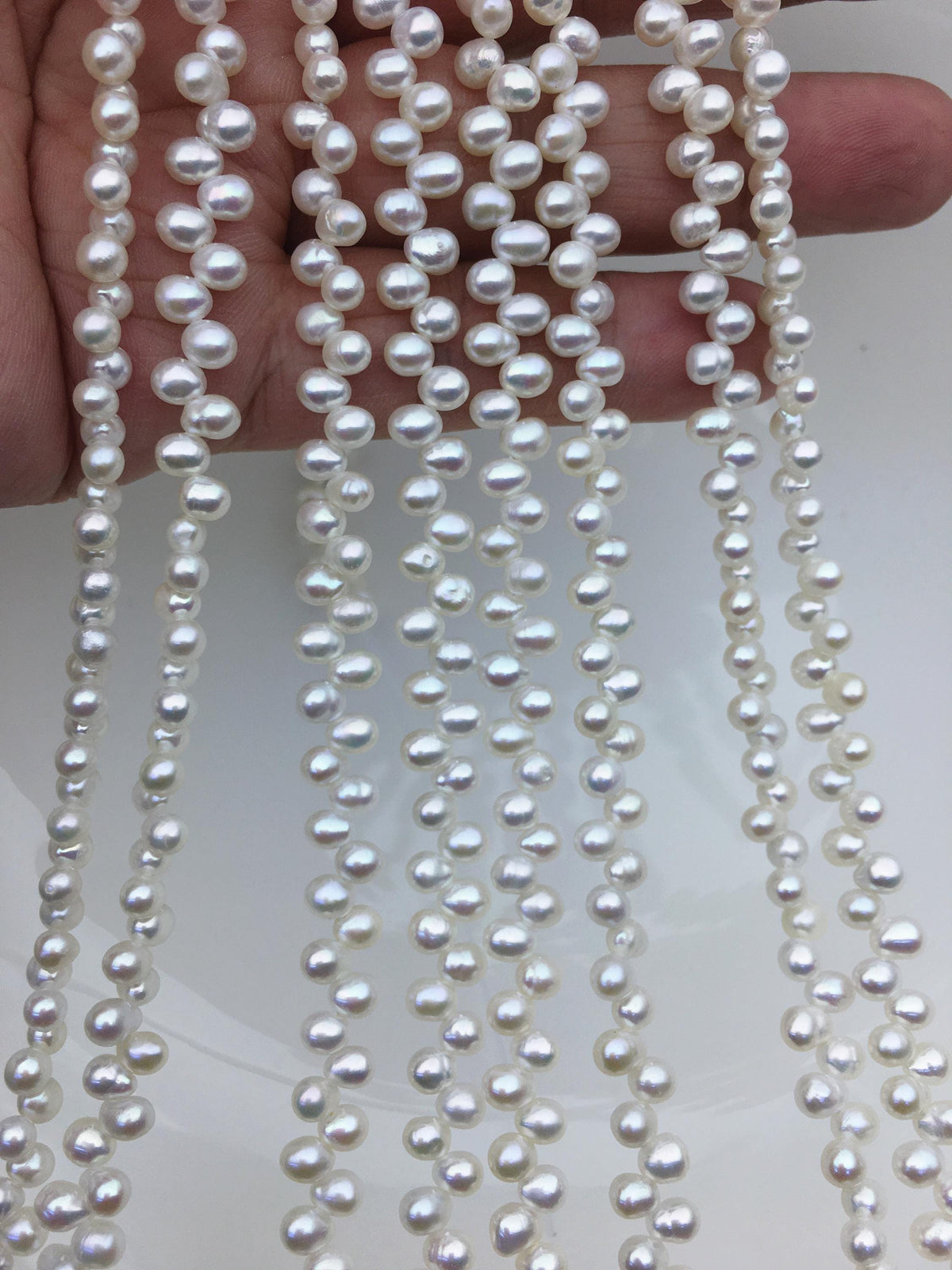 AAA 4.5-5mm white rice freshwater pearls, Cultured white rice freshwater pearls beads strand, LR4-3A-44