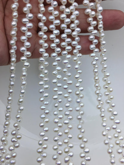 AAA 4.5-5mm white rice freshwater pearls, Cultured white rice freshwater pearls beads strand, LR4-3A-44