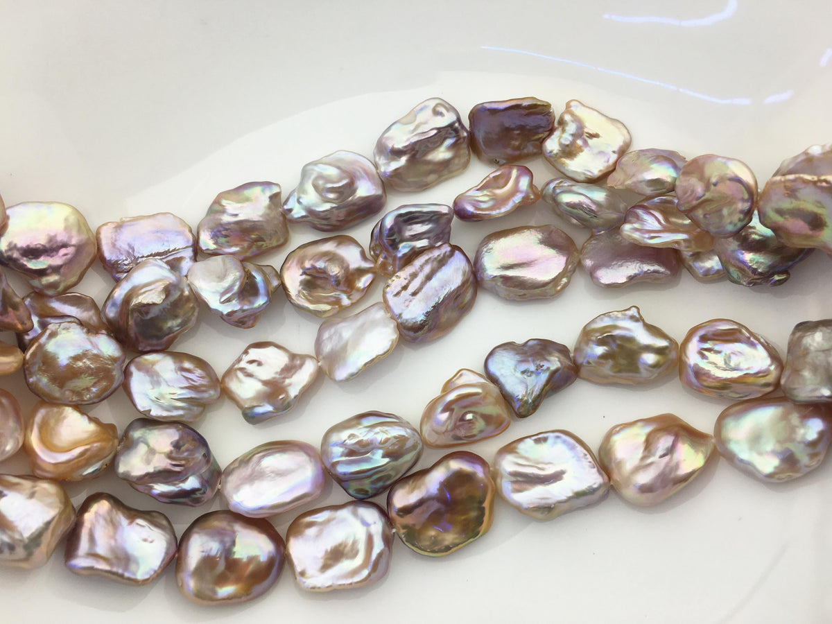 Purple Keshi Freshwater Pearl Strand — 16–19 mm
