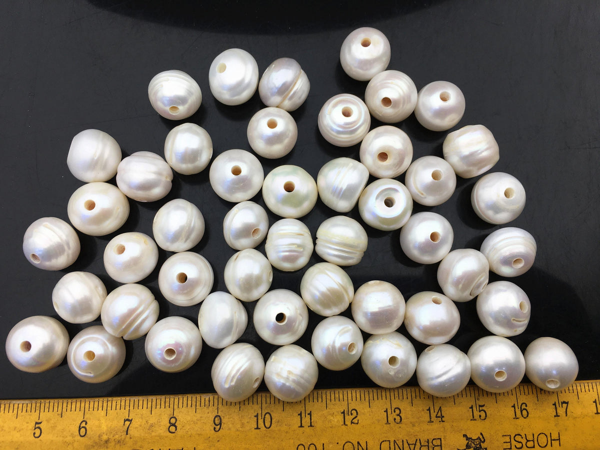 20pcs AA+ 12-13mm Big Thick white button round freshwater pearls, 2.2mm large hole, Rondelle pearl Beads, loose freshwater pearl, SM12-2A-2
