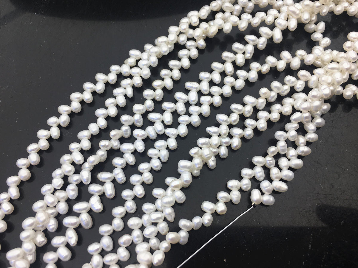 AA+ 3.5-4mm white rice pearls, full strand, oval loose pearl beads, diy pearl, genuine pearl, Cultured pearl, diy pearl beads, LR3-T2