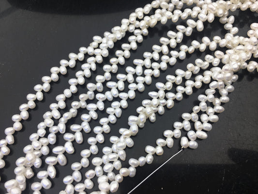 AA+ 3.5-4mm white rice pearls, full strand, oval loose pearl beads, diy pearl, genuine pearl, Cultured pearl, diy pearl beads, LR3-T2