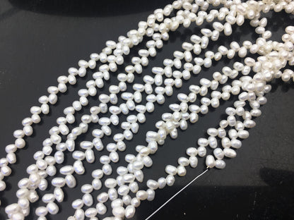 AA+ 4-4.5mm white rice pearls, full strand, oval loose pearl beads, diy pearl, genuine pearl, Cultured pearl, diy pearl beads, LR4-T4