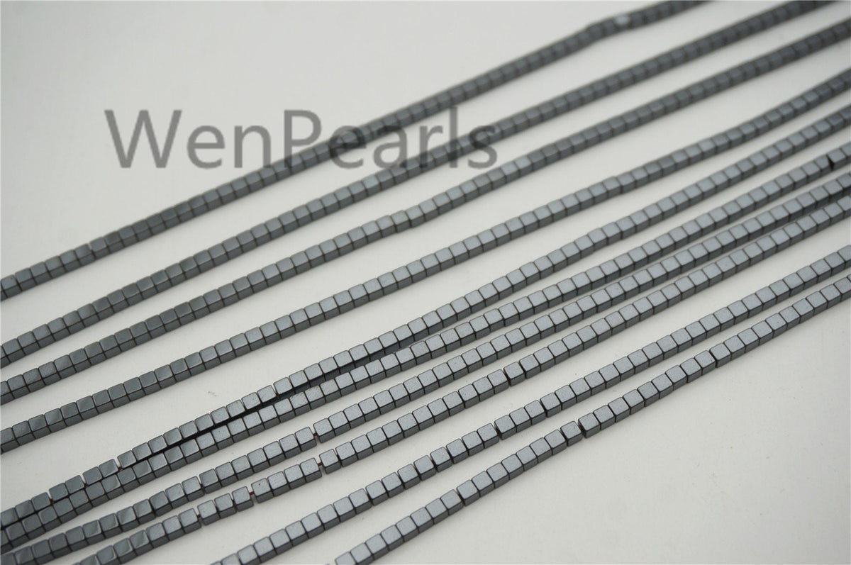 Hematite,1mm,2mm,3mm,4mm cube square Beads,AAA, SELECT SIZE,15.5 inches,G50-CU14-001