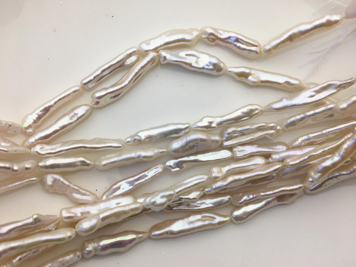 AA+ 4-7mm toothpick Biwa Pearl Necklace, white Pearl necklace, Genuine Fresh Water Pearl, Wedding Necklace, ZS-80-11