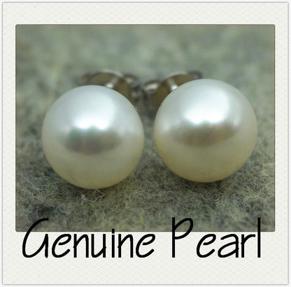 SELECT SIZE-One pair white pearl earrings, Ivory studs, Sterling Silver, button round, bridesmaid gifts, post earring, Christmas Gift, SE1-008