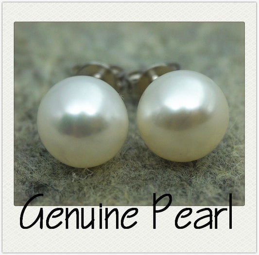 SELECT SIZE-One pair white pearl earrings, Ivory studs, Sterling Silver, button round, bridesmaid gifts, post earring, Christmas Gift, SE1-008