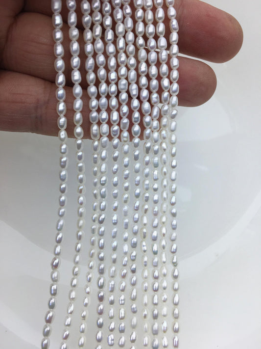 AAA 2.5-3x3-4mm white rice pearls,genuine pearl,Cultured pearl,diy pearl beads,LR2-3A-21