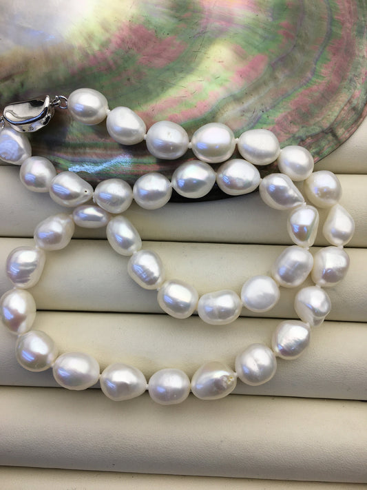 White Nugget Freshwater Pearl Necklace — 10 mm, 17.5 in