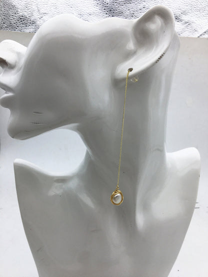 Handmade baroque pearl long stud earrings,earring with white baroque Natural Pearl,SE3-120-13