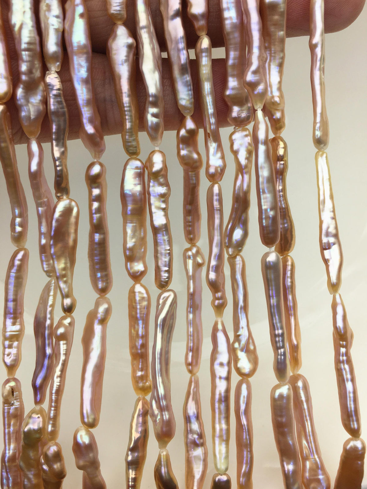 15.5'' AAA 5-7mm natural light purple rainbow Toothpick pearls,ZS-80-25-5