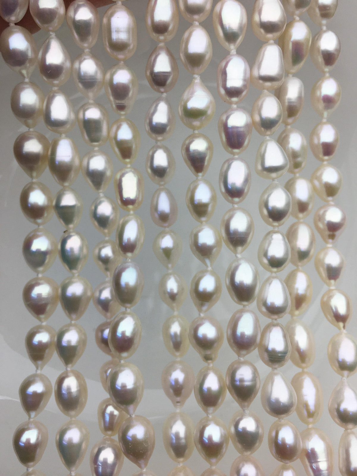 32 inches AA+ 8.3-10mm white rice pearl Necklace,NPN1-T12