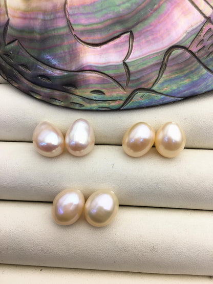 Pink Nugget Baroque Pearl Pairs — 9.4–10.2 mm, 2 Pairs