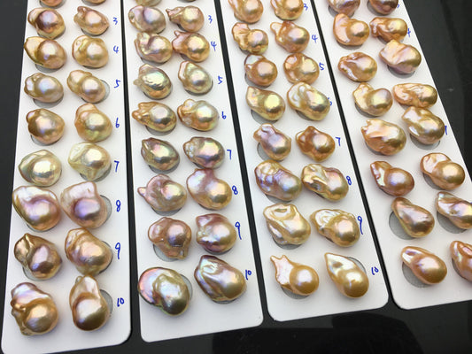 1 pair AAA 13-15mm Natural pink peach Rainbow Flame ball Pearl Pairs - large Baroque freshwater pearl pairs, Fire Ball Pearl, FL15-3A-8-28