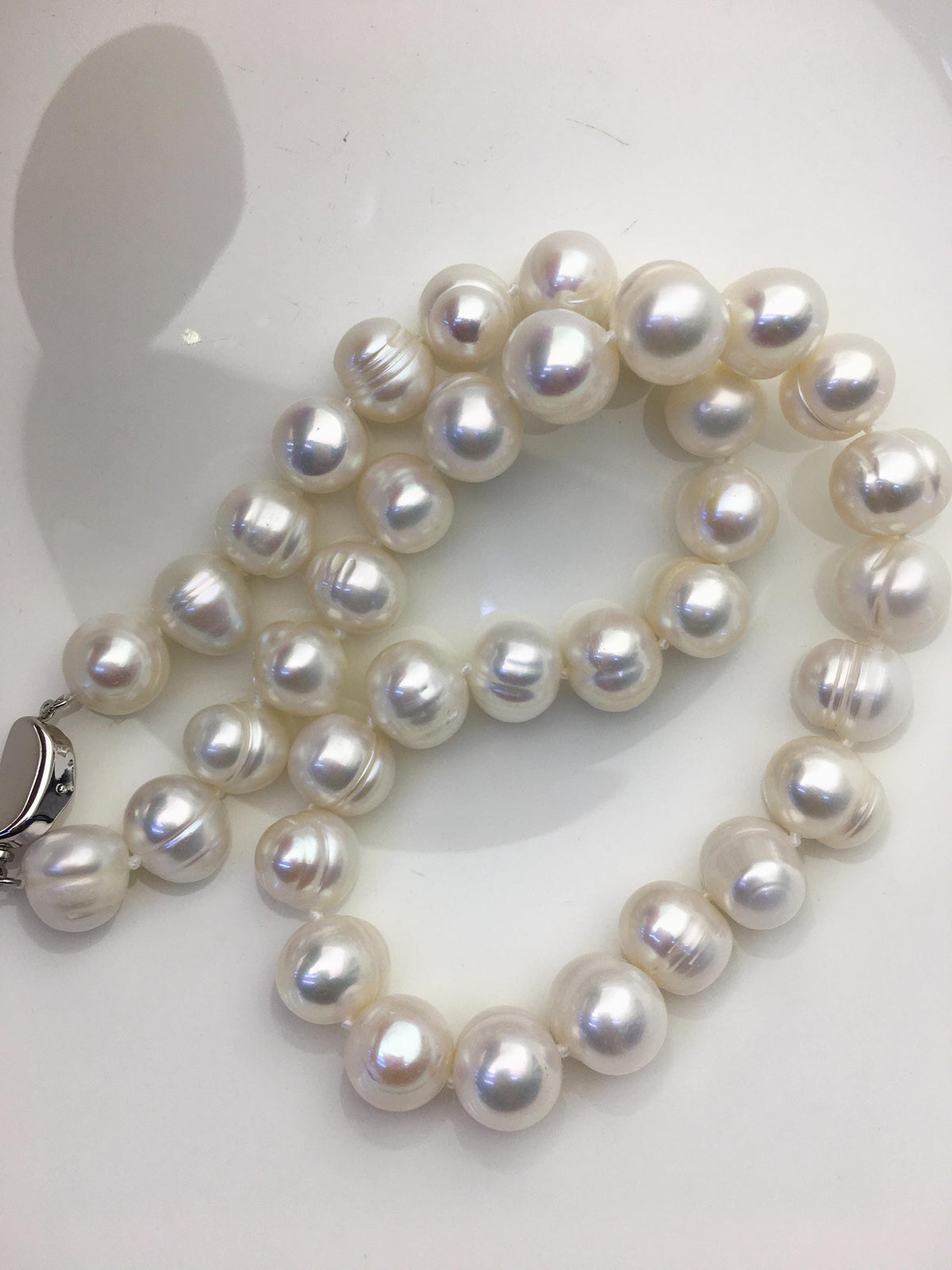 17'' AA+ 10.5-11.5mm big white potato freshwater Pearl necklace, genuine freshwater Pearl necklace, Natural Pearl Necklace, NPN1-095