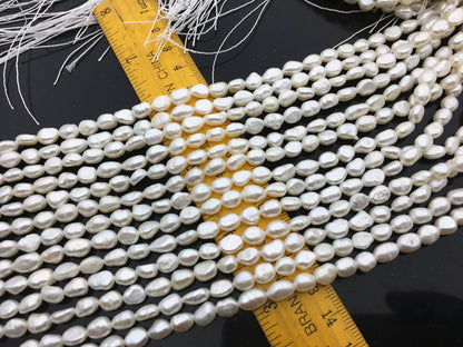 AA+ 5-6mm white nugget freshwater pearls, irregular nugget freshwater pearl strand, cheap price, pearl factory china, LM5-2A-2