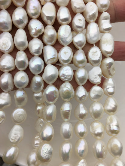 LONG AA+ 11mm White nugget freshwater pearls,white baroque pearl,LM11-2A-11