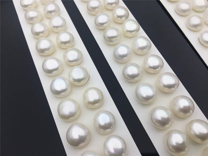 Rare!AAA 12-12.5mm High Luster White baroque button freshwater pearls, round button pearl pairs, pearl earring, pearl stud, BTN12-2A-4
