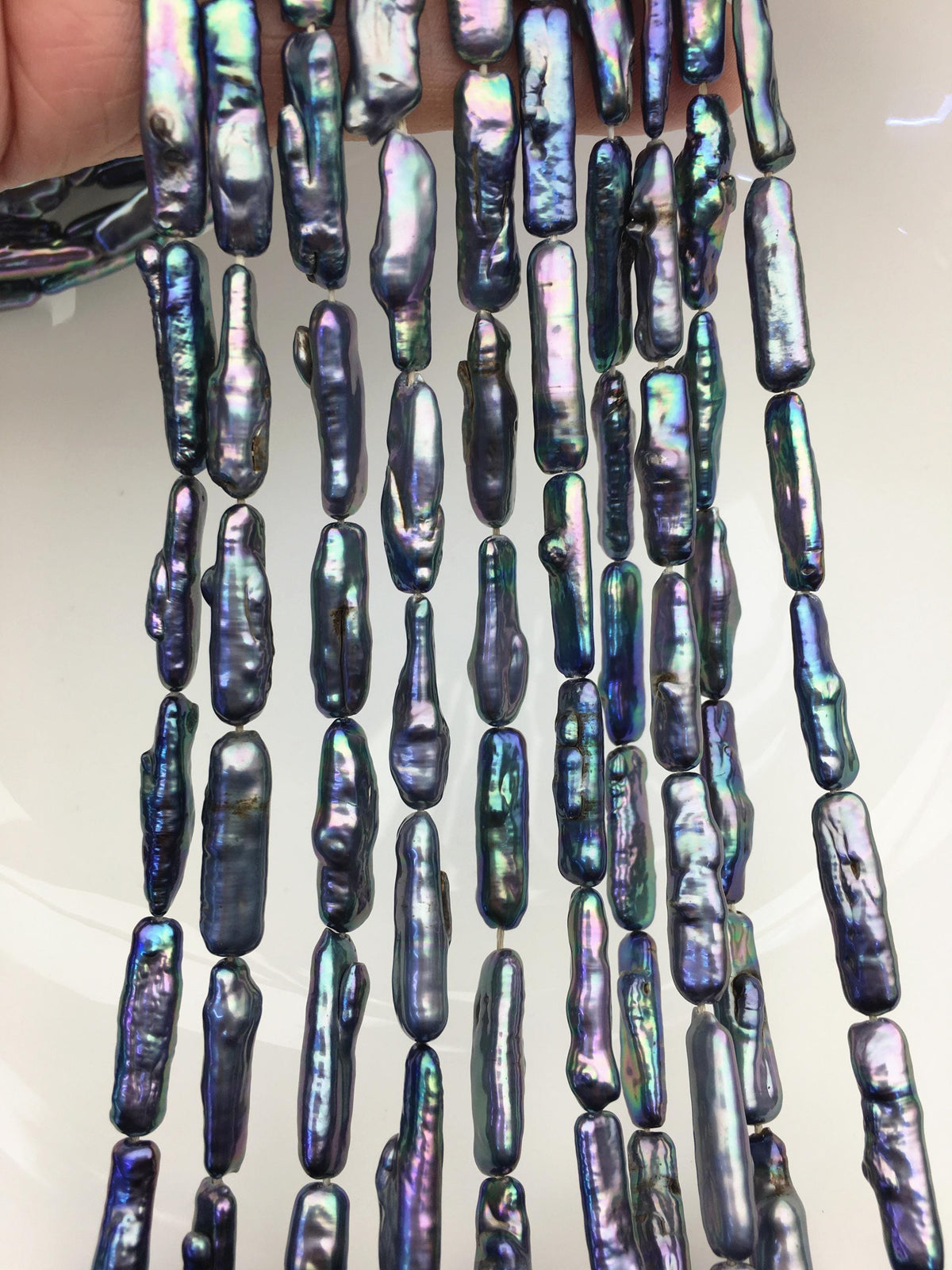 15.5'' AA 5-7mm Black Blue rectangle pearls,ZS-80-25-16