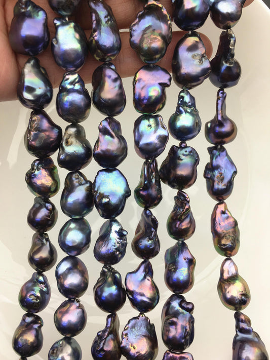 15.5'' AA 12-17mm Black Rainbow flame ball pearl,FL15-2A-5-16